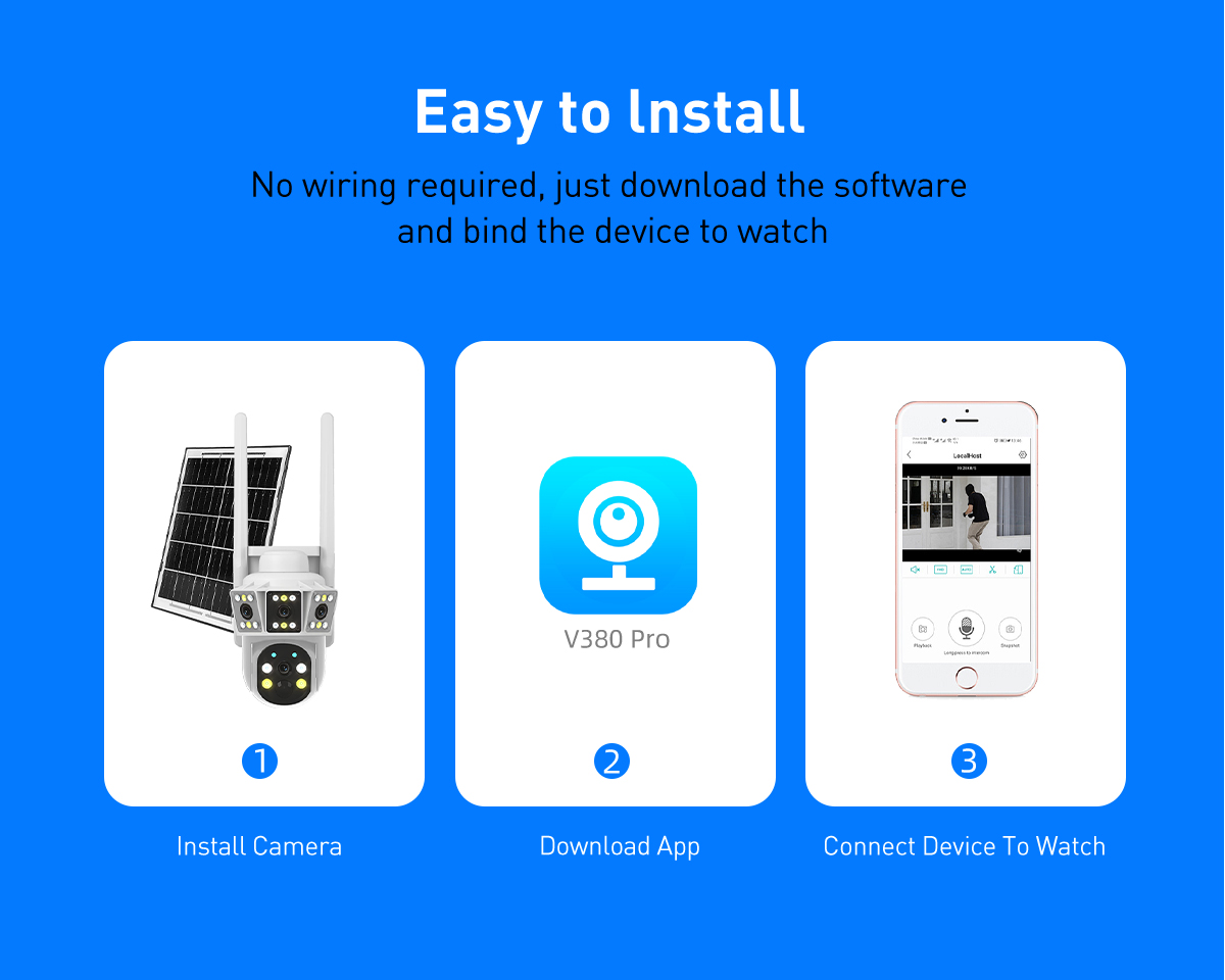 product v380 rv17 wifi outdoor solar wifi camera 3mp cmos dual lens ptz ip65 waterproof motion detection night vision memory card-20