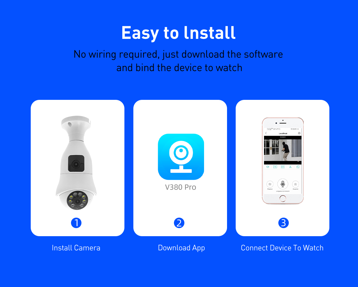 V380 RVSQ005 WiFi 2MP Bulb IPC manufacture
