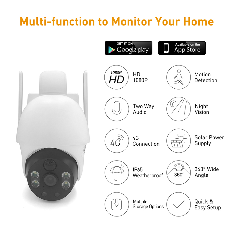 V380 RVP15M AOV 4G ソーラー 2MP 防水 屋外 IPC