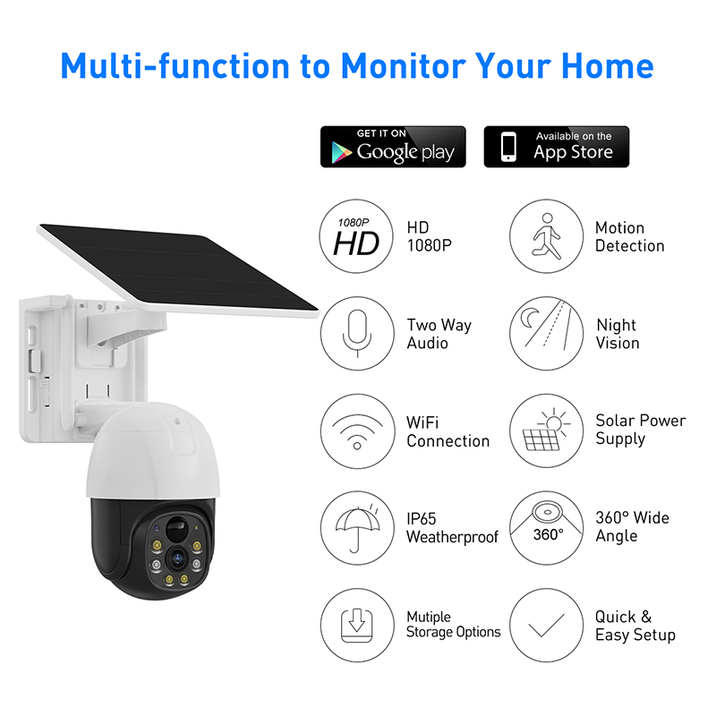 V380 RVP5 PRO WiFi Solar 2MP Waterproof Outdoor IPC
