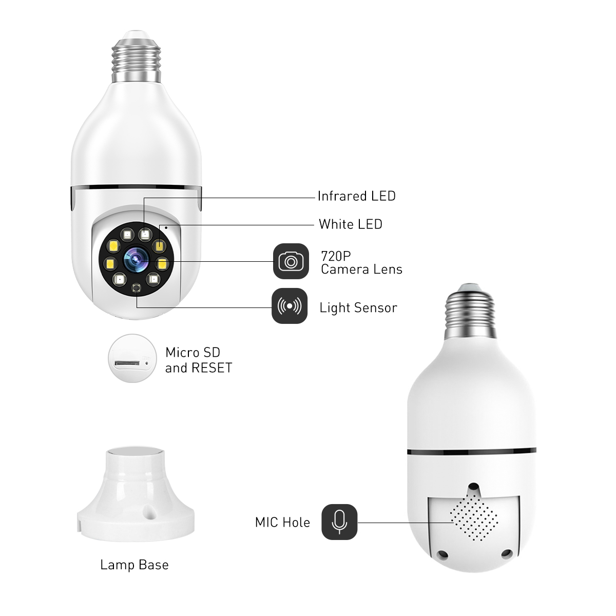 V380 RL3A WiFi 1MP Bulb IPC manufacture