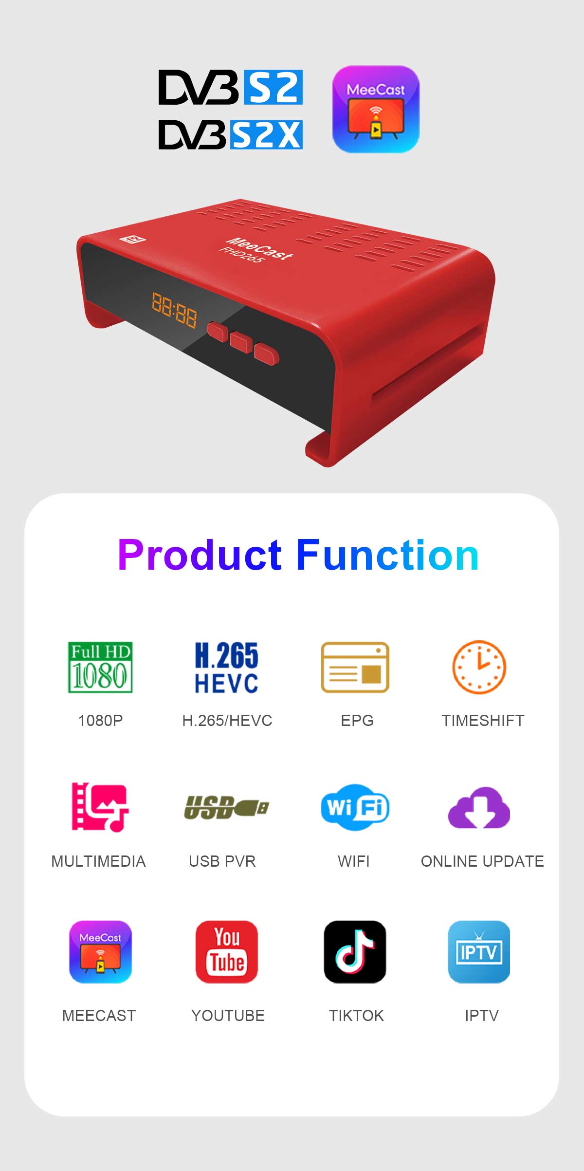 product gx6605h dvb s2 h265 satellite receiver digital tv tuner meecast wifi  tv box free to air decoder set top box350-1