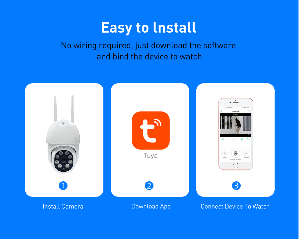 Tuya RQ3 WiFi 2MP/4MP Outdoor Waterproof ome PTZ IPC manufacture