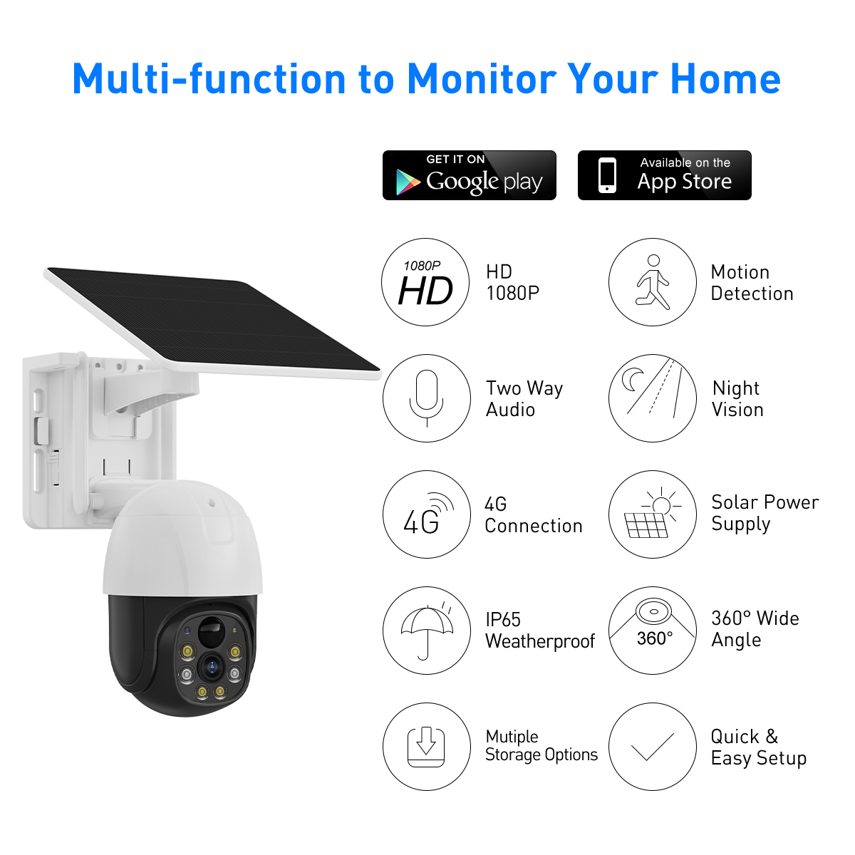 V380 RVP5 PRO 4G Solar 2MP Waterproof Outdoor IPC supplier