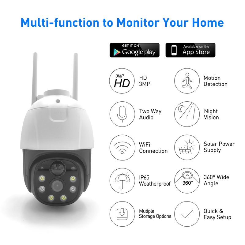 V380 RVP5 Plus WiFi Solar 2MP Waterproof Outdoor IPC