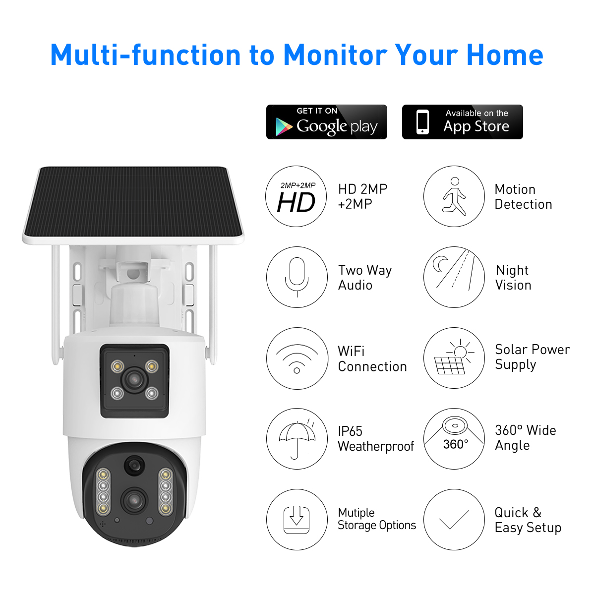 V380 RV5 WiFi Solar 2MP Waterproof Outdoor IPC details