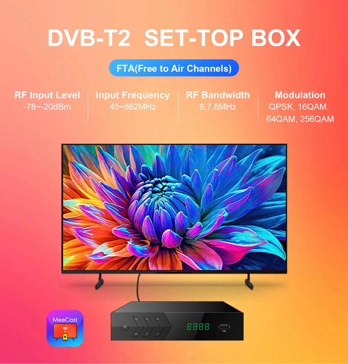 168mm Metal-3 DVB-T2 Receiver details