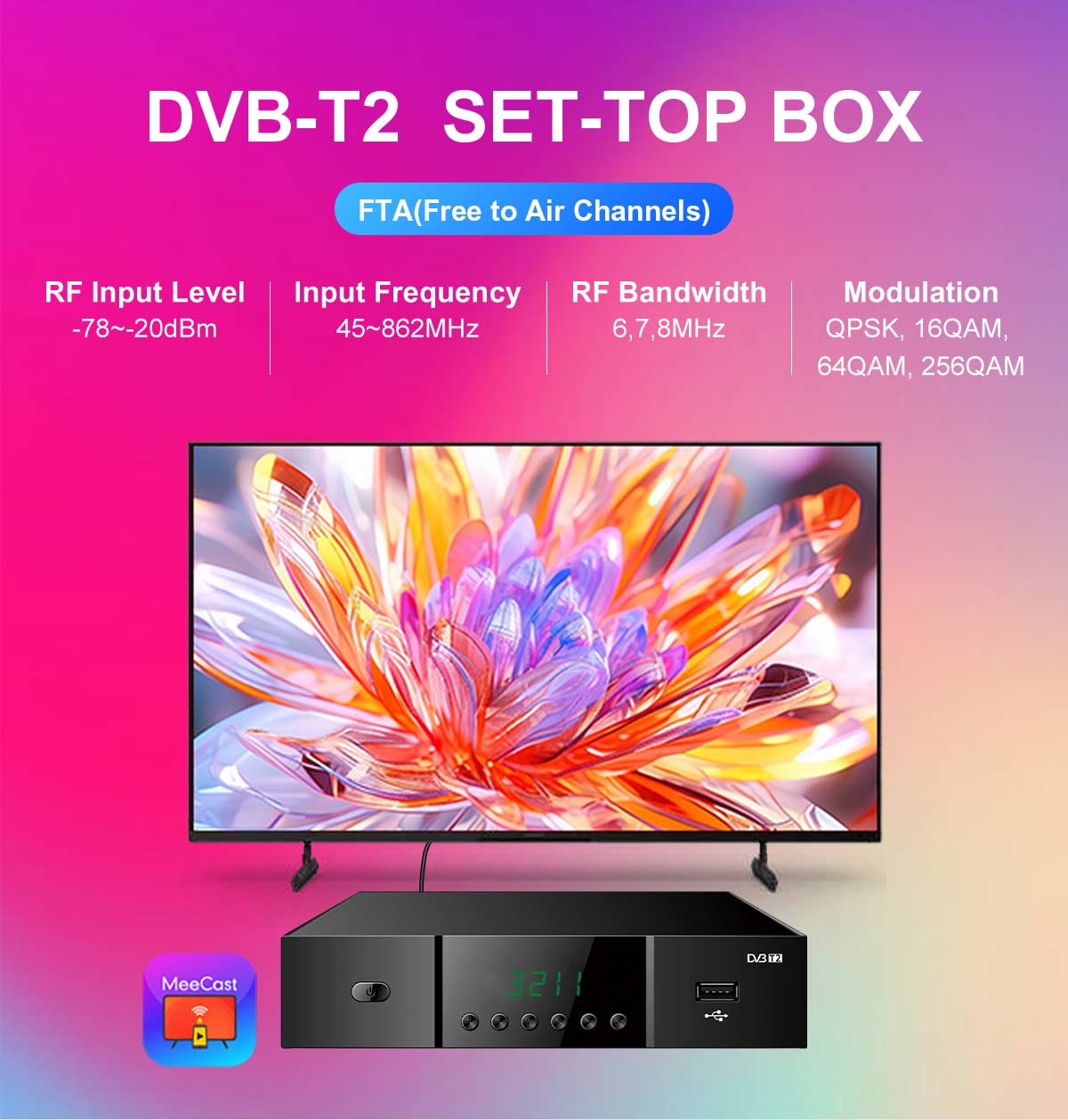 168mm Metal-1 DVB-T2 Receiver factory