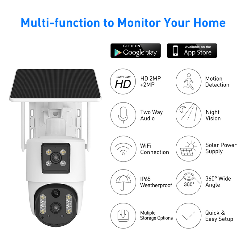 V380 RV5 WiFi Solar 2MP Waterproof Outdoor IPC