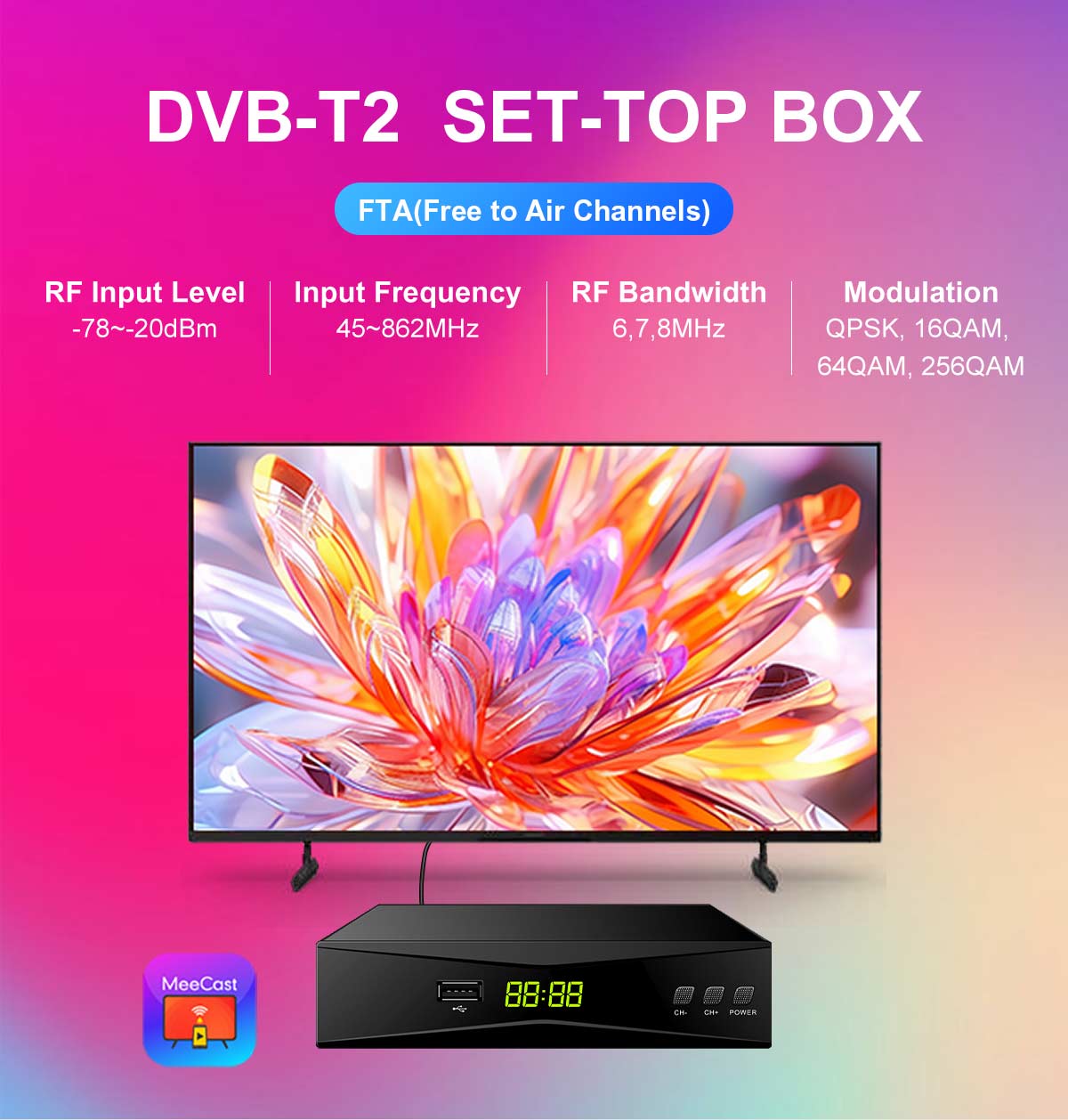 148mm Metal-3 DVB-T2 Receiver details